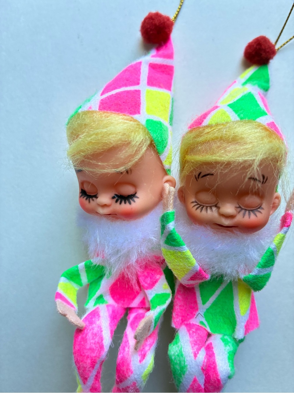 Vintage Pair Of Sleeping Knee Hugger Christmas Elves